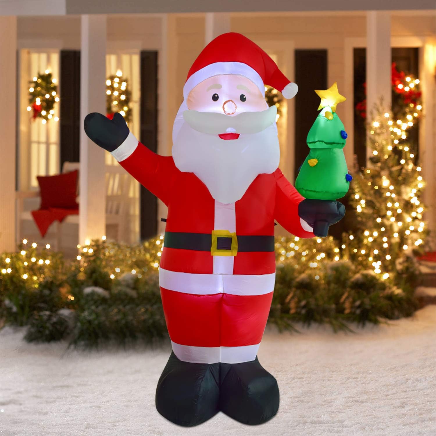 8ft Christmas Inflatable Santa Claus with LED Lights for Indoor Outdoor Yard Decor Z2096