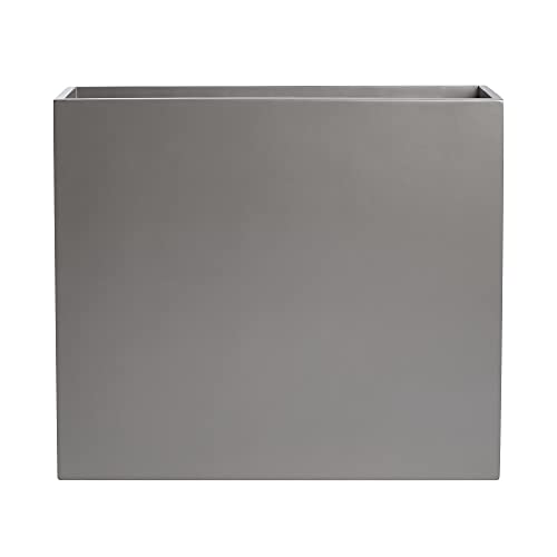 Tall Rectangle Fiberglass Planter, Grey, 36 Inch V61337