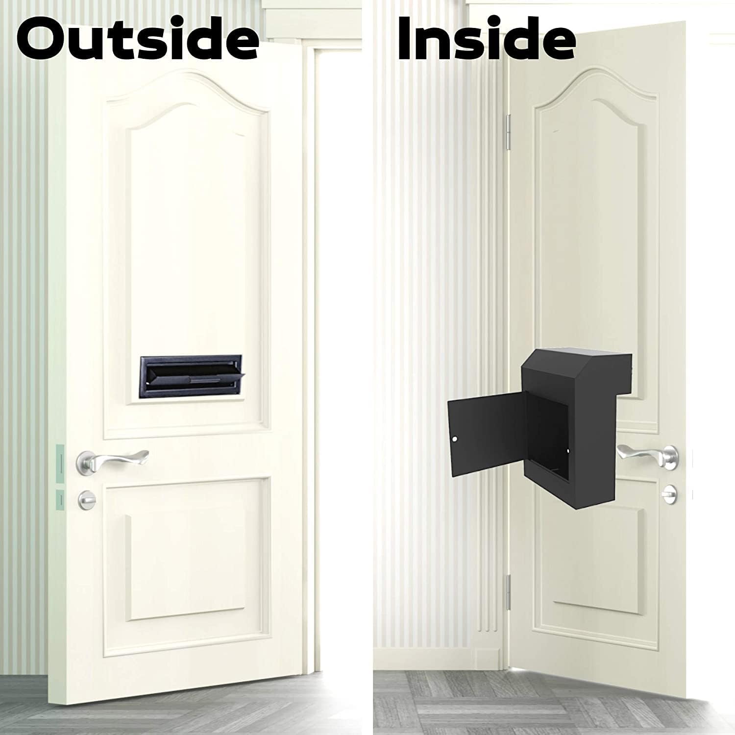 Door Drop Box for Mail, Rent, Deposit, and Night Key, Locking Steel Mailbox with Rear Access, Black G160