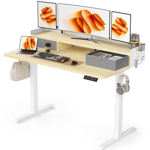 Electric Standing Desk with 2 Drawers, Height Adjustable for Home Office W495