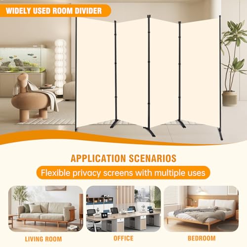 Room Divider Screen 3 Panel Folding Partition with Metal Frame, Grey N348