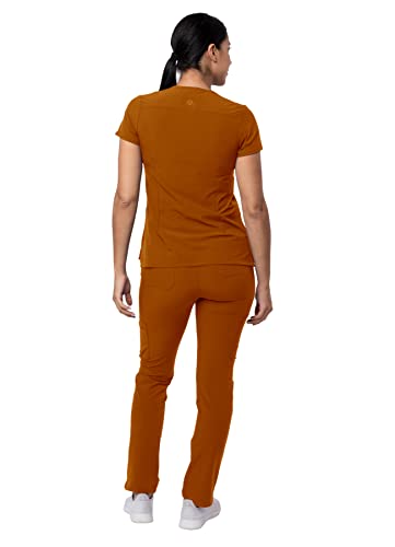 Notched V-Neck Scrub Top & Skinny Cargo Scrub Pants Set Y285