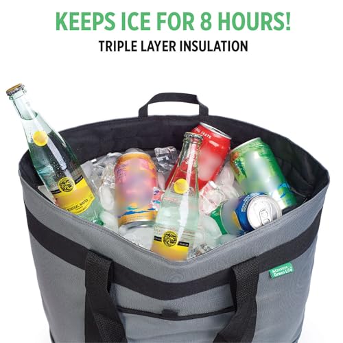Insulated Cooler Bag with Thermal Lining, Collapsible for Grocery, Travel, Beach, and Picnic W52787