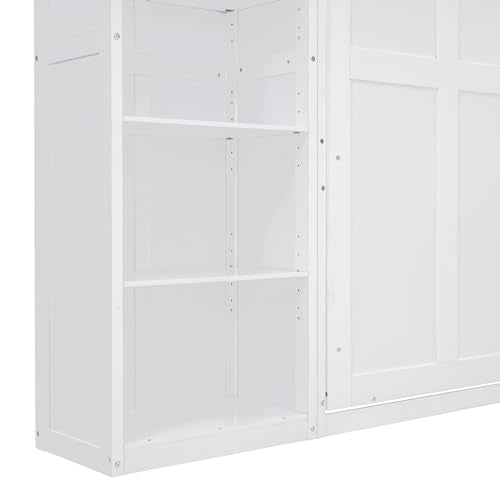 Queen Size Murphy Bed with Cabinet and LED Lights M1232