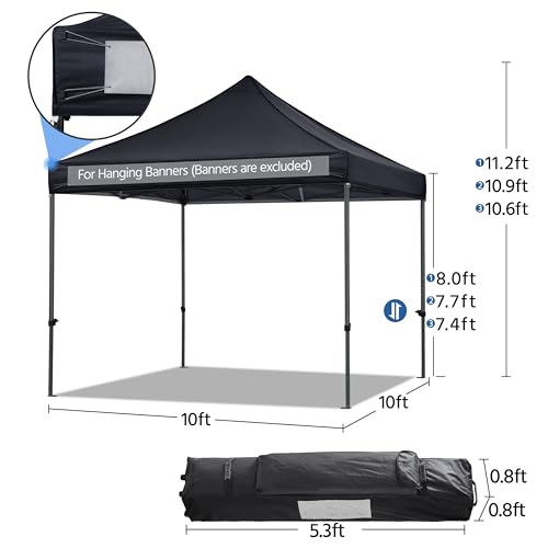 Heavy Duty Pop Up Canopy Tent 10x20 with Wheeled Carry Bag, White Q36763