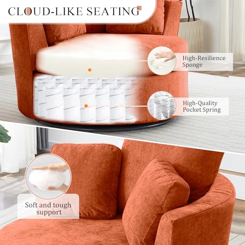 Round Swivel Barrel Chair with Ottoman for Living Room Bedroom G375183