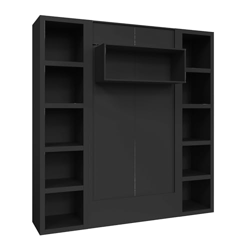 Queen Murphy Wall Bed with Two Bookshelves Z468