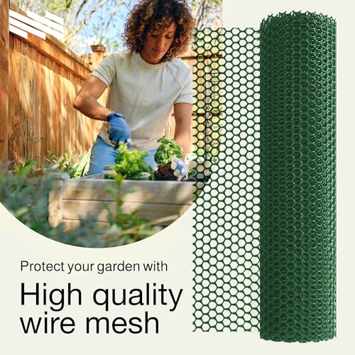Green Plastic Wire Mesh Fence 15.7IN x 10FT Roll for Poultry, Dogs, Rabbit & Gardening F3724