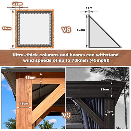 12x20 ft Hardtop Gazebo Double Roof Galvanized Steel Canopy Outdoor Aluminum Frame with Netting and Curtains X191579