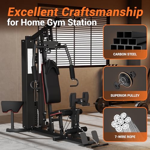 Home Gym Equipment Multifunctional Full Body Workout Machine with 150LBS Weight Stack and Pulley System K9984