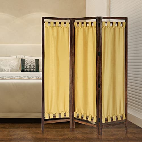 4 Panel Folding Wood Room Divider, Antique Brown, 72 x 80 P209