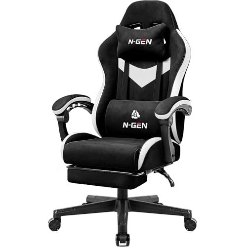 Gaming Chair with Footrest Lumbar Support High Back Recliner Ergonomic Leather L124