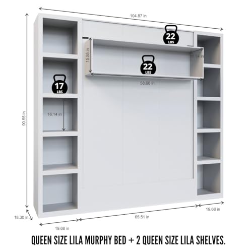 Queen Murphy Wall Bed with Two Bookshelves Z468