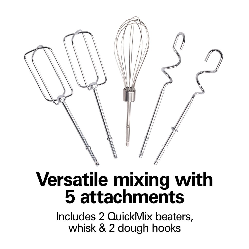 6 Speed Hand Mixer with Case and 5 Attachments, Stainless Steel F65078