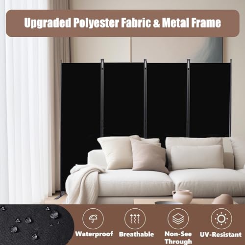 4 Panel Folding Room Divider Privacy Screen with Steel Frame F2996