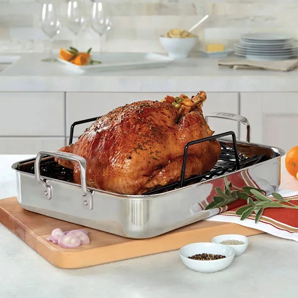Stainless Steel Roasting Pan with Rack and Thermometer R223836
