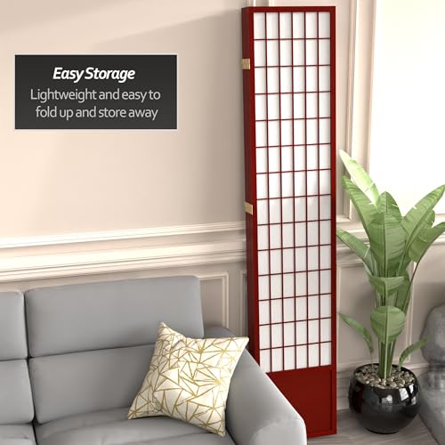 7 ft. Tall Window Pane Shoji Screen Room Divider, 3 Panels, White S15216
