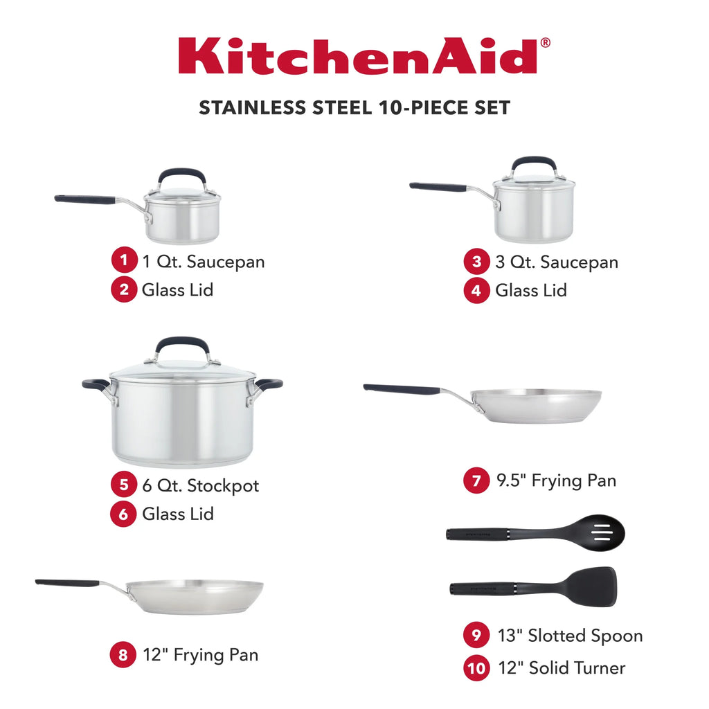Stainless Steel 10 Piece Pots and Pans Set F68162
