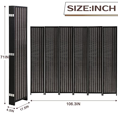 Bamboo Room Divider 6 Panel Folding Privacy Screen for Home H37149