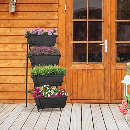 Raised Garden Bed 4 Tier Vertical Planter with Legs H80745