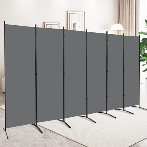 Room Divider Screen 3 Panel Folding Partition with Metal Frame, Grey N348