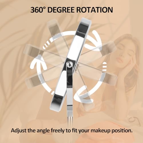 8" LED Lighted Makeup Mirror, 1x/10x Magnifying, 3 Colors, Rechargeable T478