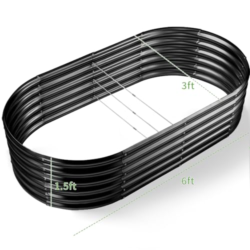 Galvanized Raised Garden Bed Kit 4x2x1.5ft Oval Metal Planter Box for Vegetables Outdoor V57489