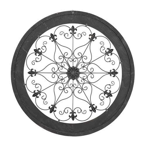 Metal Fleur De Lis Wall Decor, 25 x 23 Inches, Brown X90268