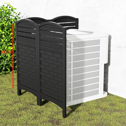 Outdoor Privacy Fence Screen, 4 Panels Trash Can Enclosure with Metal Stakes L156