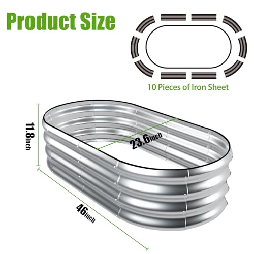 Galvanized Raised Garden Bed, 4x2x1ft Oval Metal Planter Box for Outdoor Plants Vegetables X93266