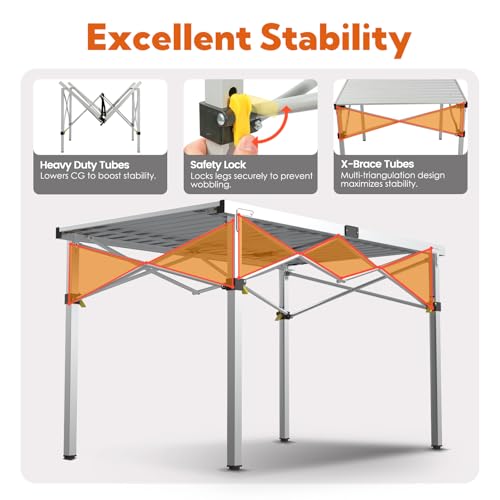 Portable Outdoor Camping Table for 2-6 Person, Foldable with Aluminum Roll-Up Top and Carry Bag P297255