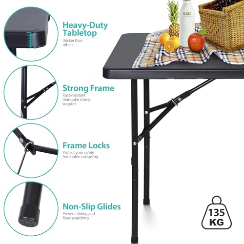 Portable 4 Foot Plastic Folding Table, Indoor Outdoor Heavy Duty, White Y15191