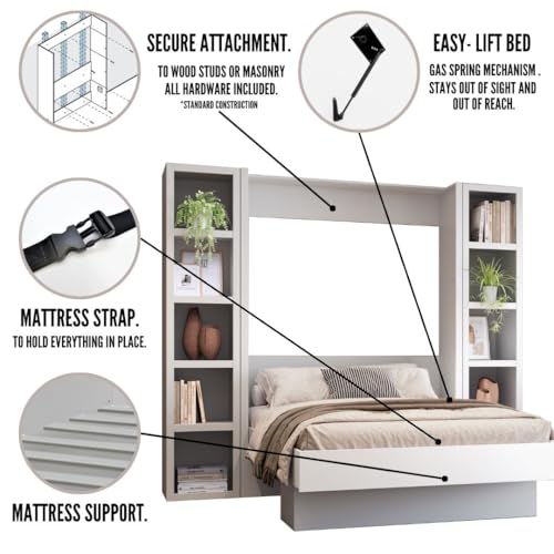 Queen Murphy Wall Bed with Two Bookshelves Z468