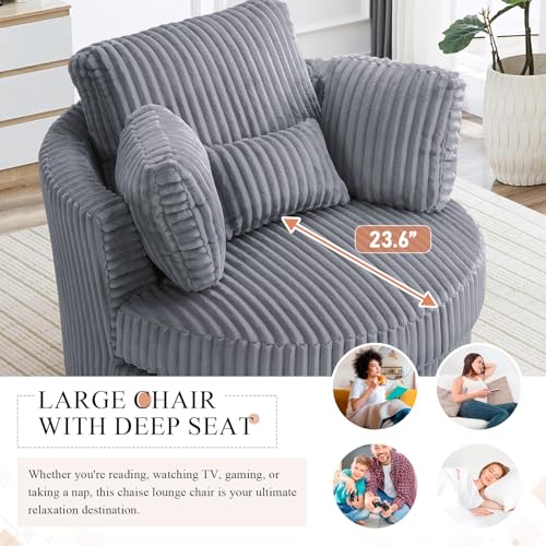 Round Swivel Barrel Chair with Ottoman for Living Room Bedroom G375183