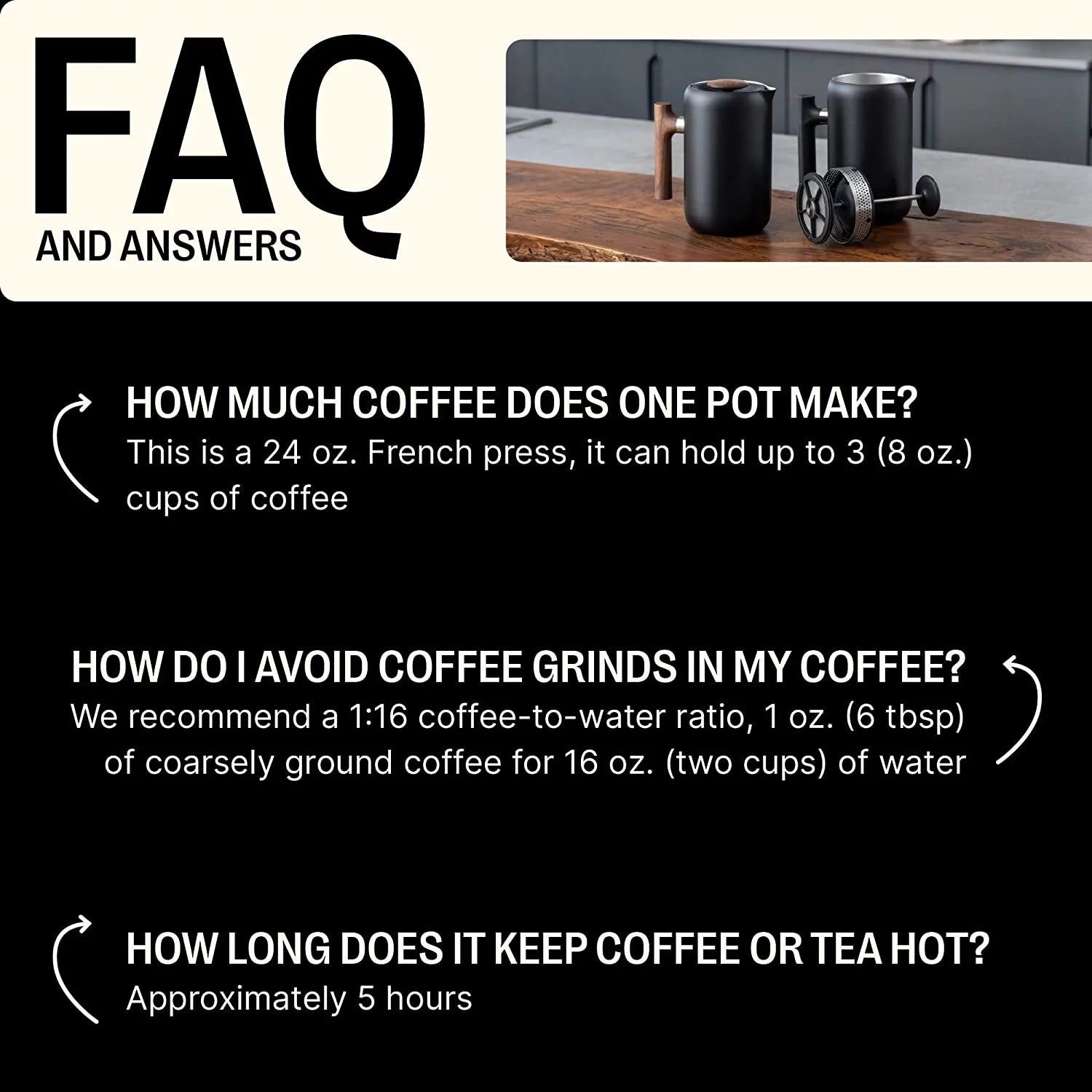 French Press Coffee Maker, Stainless Steel, 24 oz K11068