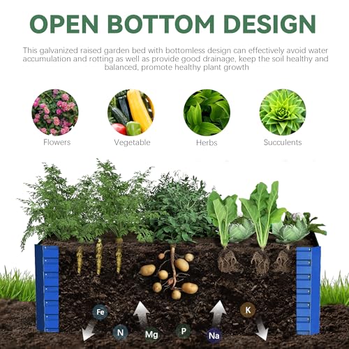 Galvanized Raised Garden Bed 8x4x2ft, Large Metal Planter Box for Outdoor Vegetables, Flowers & Herbs D2106