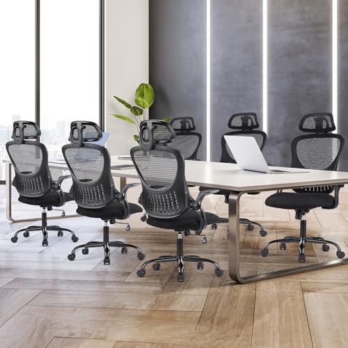 Ergonomic High-Back Mesh Rolling Desk Chair with Adjustable Headrest, Pink S9181