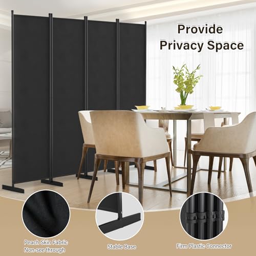 Room Divider 4 Panel, 80" W Portable Wall Divider for Room Separation, Freestanding Folding Privacy Screen Z571231