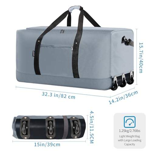 Foldable Rolling Duffel Bag with 3 Wheels, Lightweight Travel Luggage W41862