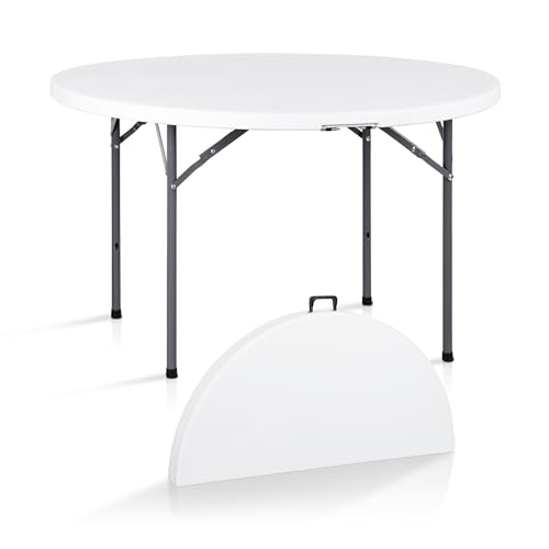 Portable 4 Foot Plastic Folding Table, Indoor Outdoor Heavy Duty, White Y15191