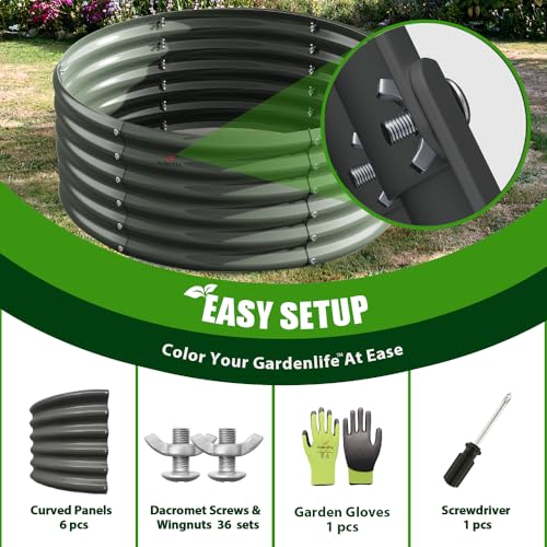 Galvanized Raised Garden Bed Oval Metal Planter Box for Vegetables Flowers U63502