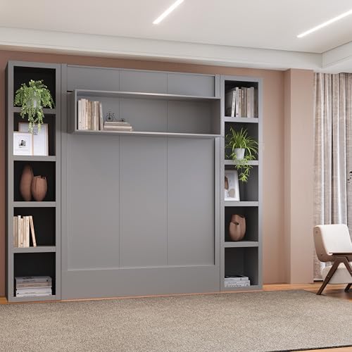 Queen Murphy Wall Bed with Two Bookshelves Z468