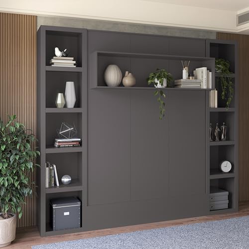 Queen Murphy Wall Bed with Two Bookshelves Z468