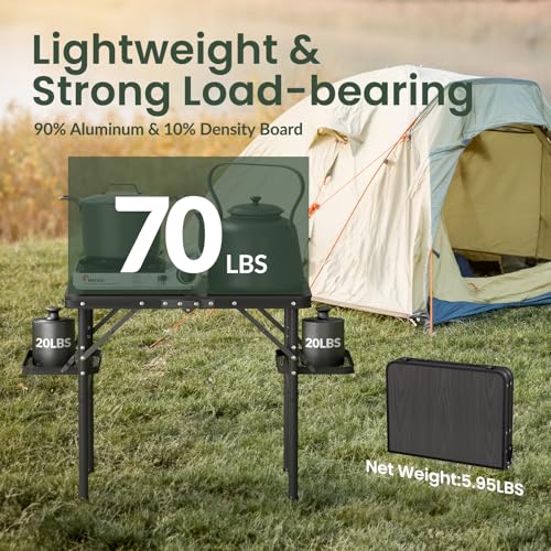 Folding Camping Table Small 2ft, Portable with Extra Space, Aluminum V581