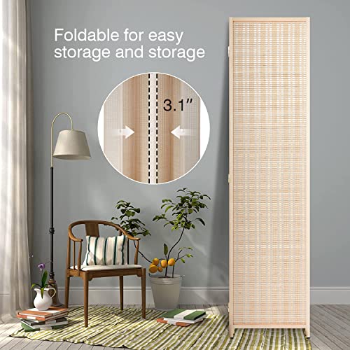 Bamboo Room Divider 6 Panel Folding Privacy Screen for Home H37149