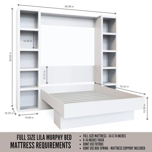 Queen Murphy Wall Bed with Two Bookshelves Z468