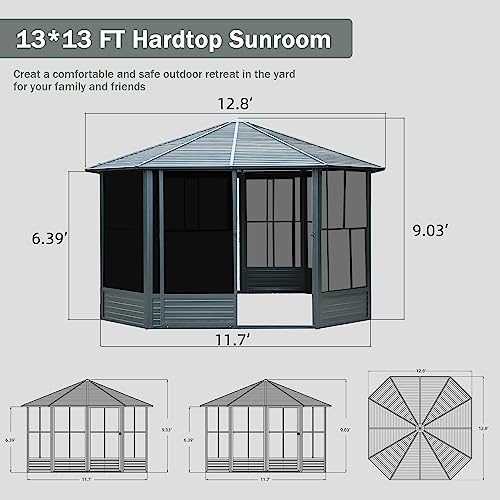 10 x 10 ft Hardtop Gazebo with Netting and Curtains, Galvanized Steel Roof for Patio K80436