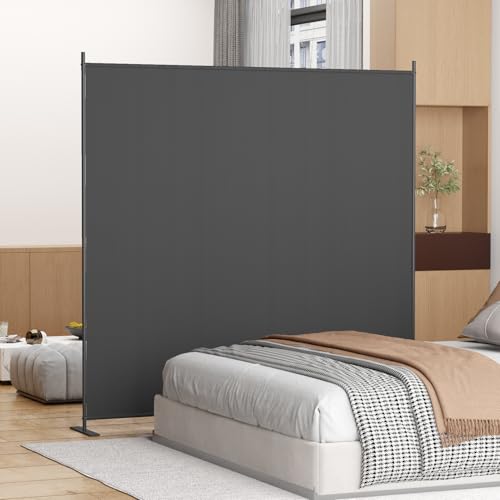 8-Panel 6 ft Tall Indoor Folding Room Divider, Portable Privacy Screen, Freestanding Partition, Dark Grey G253901