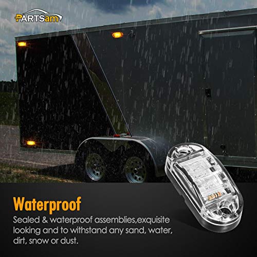2.5 Inch Oval Amber LED Side Marker Lights with Clear Lens, Surface Mount for Trailer Truck Boat Marine, 12V C59066