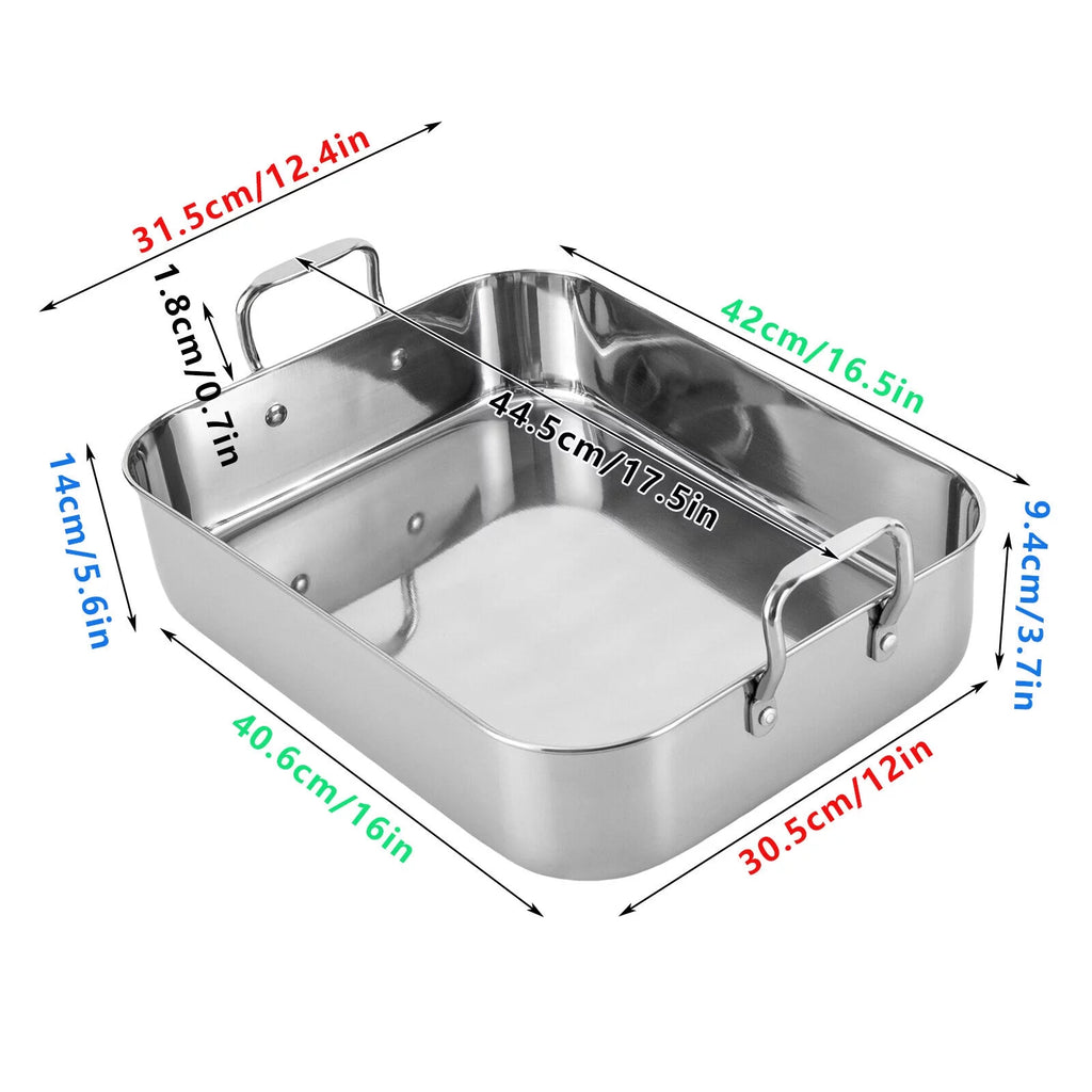 Stainless Steel Roasting Pan with Nonstick Rack, 16.5" x 12" I494